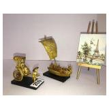 Small oriental figures and picture w/eisel