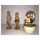 2 Figurines and music box 6.5in