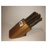 Small knife set with holder