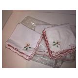 Christmas linen napkins and table cloth