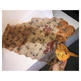 Halloween table runner and fall linens