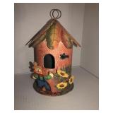 Metal art birdhouse 8in