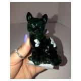 Fenton handpainted emerald cat