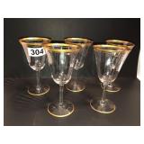 Set of 5 stemware goblets 6-1/2in