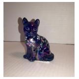 Fenton handpainted cobalt cat