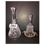 2 Crystal bells *small has brass base w/birds