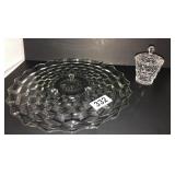 Fostoria American 3footed cake plate, marmalade