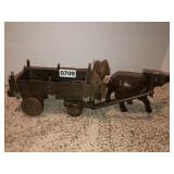 Hand carved folk art water buffalo and cart