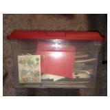 16.5gal Tote with Christmas bags and boxes unused