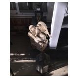 Garden angel and 2 lanterns