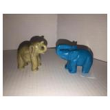 2 heavy 2-1/2in tall elephant figurines