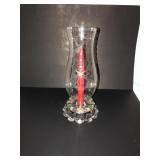 Hurricane lamp with etched bows