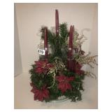Faux Poinsettia candle centerpiece
