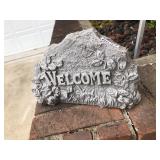 Plastic welcome sign and 14in planter *hairlines
