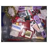 Small tote with ribbons, beads, misc