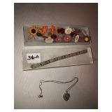 Assorted flower earrings,sterling necklace