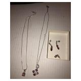 2 unmarked necklaces and 3 earrings