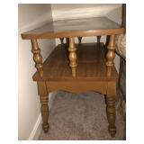 Pair of mid century 2 tiered mable stands 24x22x15