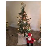 3ft Christmas tree lighted w/ ornaments and santa