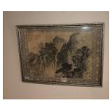 Asian landscape framed and signed