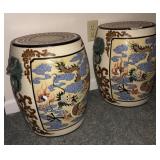 Oriental table/plant stand w/lion head handles X2