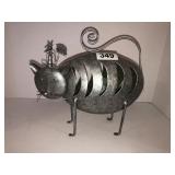 Metal art cat votive holder 10in tall