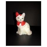Fenton handpainted Santa cat mother of pearl