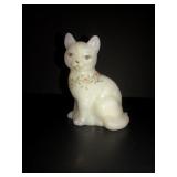 Fenton handpainted mother of pearl cat