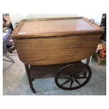 Imperial Mahogany Teacart w/glass tray on top