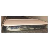 Under the bed plastic tote with misc fabric pieces