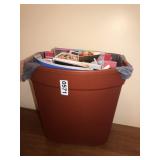 Waste basket full of recipe magazines