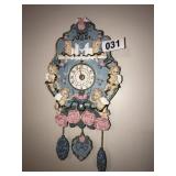 Resin clock, glass windchime, small wall shelf