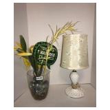 Dresser lamp and vase decor