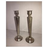 Pair of weighted sterling vases *1 needs repaired