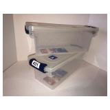 2 small totes with lids and Sterilite drawer