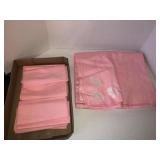 Pink linen table cloth and napkins