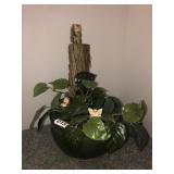 2 pottery planters with faux greenery