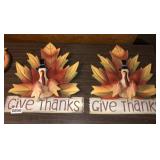 2 metal art turkey signs