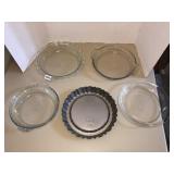 Pyrex and other glass pie plates and Duncan hines