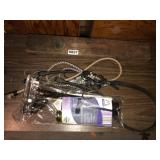 Straps, bunjees, cane, and wooden level