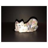 Fenton french opales. crouching kitten handpainted