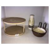 Lazy Susan, stone bowl, salt n pepper, chopper