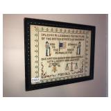 Needlepoint pledge of allegiance framed