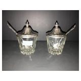 Marmalade jars with silverplate and spoons