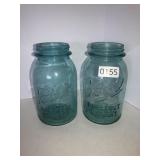 2 green Ball quart jars