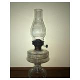 Oil lamp 17in tall ribbed base