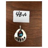 Native American style pendant bear paw marked 925