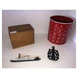 Dovetail recipe box, tin, magnet, Dumb Dutch