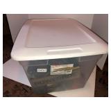 Sterilite 58qt tote with misc yarn