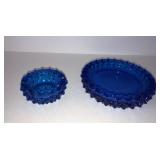 2 Fenton cobalt ash trays 3in and 6in
